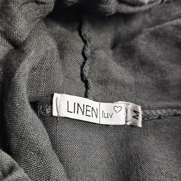 Linen Luv Lagenlook 100% Linen Cardigan, Pockets, Hooded, Grey, Roll Sleeve, M - Picture 5 of 8
